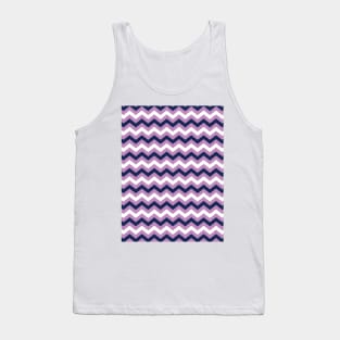 Navy Blue, Lavender and White Chevron Zigzag Pattern Tank Top